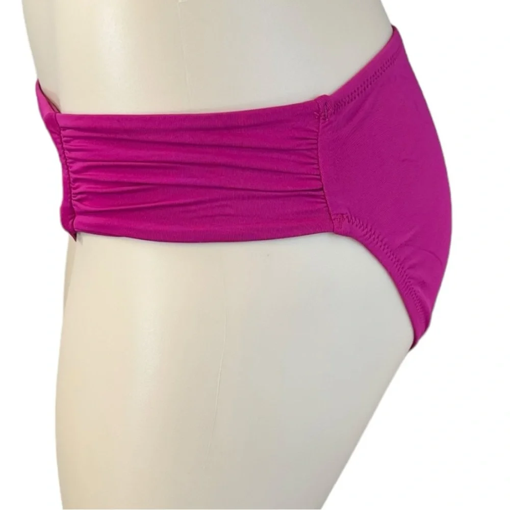 Leilani Women's St. Tropez Shirred Side‎ Basic Bikini Bottom Size 8 Hot Pink